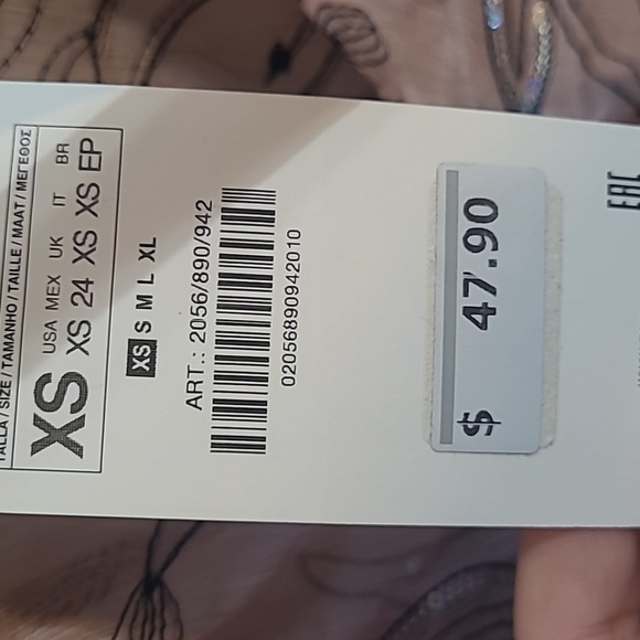 Zara NWT Sheer and sequins pink Blouse Floral design. Size XS - Picture 10 of 10